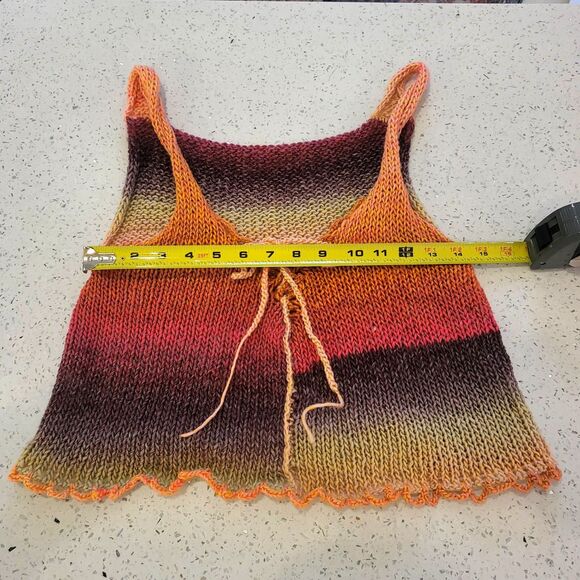 Handmade Sweater Tank Top Camisole Vest Sunset Colorful Large - Picture 4 of 6